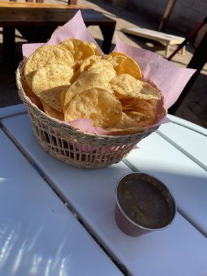 Chips and salsa on the backyard outdoor seating area. Such a fun space.  at DOS PINK in Phoenix