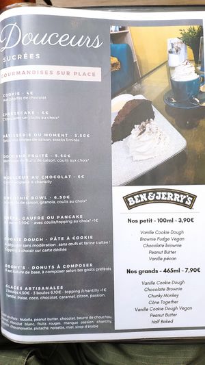 Ice-cream menu at Le Chat'Ren'Thé - CatCoffee & Restaurant in La Rochelle
