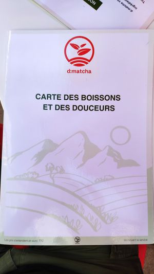 Menu cover at D:matcha in La Rochelle