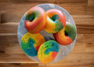 Pride Rainbow bagels! at Tandem Bagel Company in Hadley