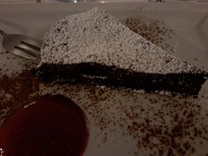 Vegan brownie at Osteria Numero 13 in Perugia