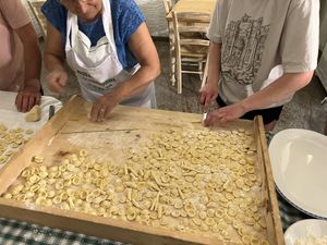 Making orecchiette   at Trattoria Piaceri e Tradizioni in Ceglie Messapica