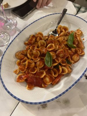 Orecchiette that we made during the cooking class  at Trattoria Piaceri e Tradizioni in Ceglie Messapica