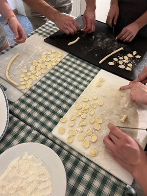 making orecchiette (just flour and water!)  at Trattoria Piaceri e Tradizioni in Ceglie Messapica