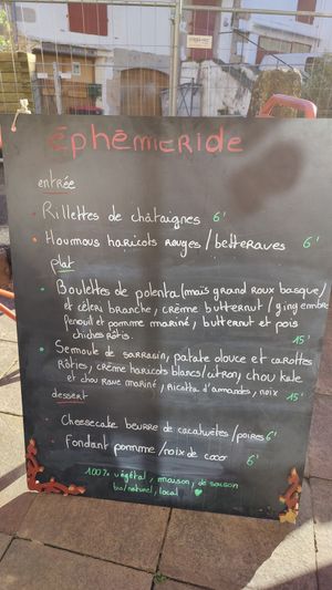 Menú semanal #Veganuary at Ephéméride in Sare