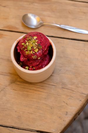 vegan homemade ice cream  at Adamá in Oaxaca