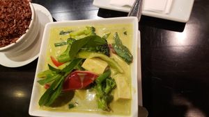 Green Curry with tofu. at VeStation Urban Organic Kitchen in Sherman Oaks