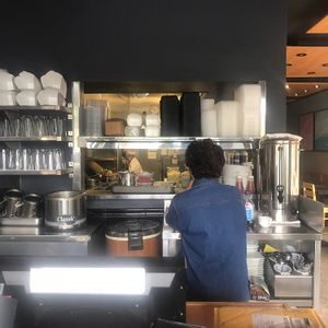 small open kitchen that is visible on each side at VeStation Urban Organic Kitchen in Sherman Oaks