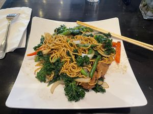 Spicy yakisoba noodles   at VeStation Urban Organic Kitchen in Sherman Oaks