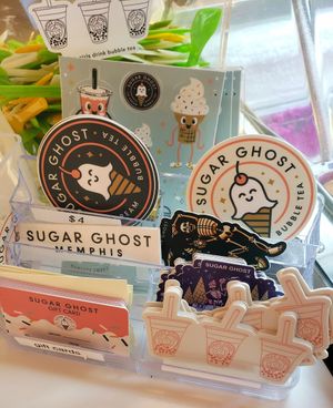 Stickers at Sugar Ghost Ice Cream and Bubble Tea in Memphis