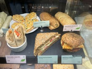 I found two vegan options: Hummus kebab wrap, and Sausage croissants roll  at BLR - Starbucks  in Karnataka