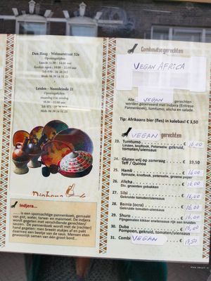 Menu at Vegan Africa in Gouda