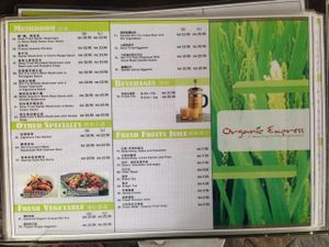 Menu page 1 at Organic Express in Petaling Jaya