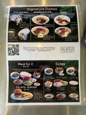 Menu  at Falafels Vegetarian Kitchen in Mermaid Waters