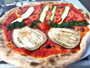 Vegetables pizza (on the menu) at Ristorante Lamm in Ortisei