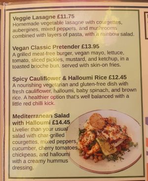 Vegan section of the menu as of 28/06/2025 at Ye Olde Reine Deer Inn in Banbury