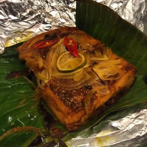 Stuffed tofu in banana leaf at Minh Hien in Hoi An