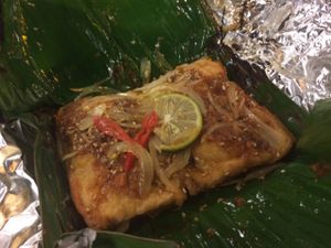tofu in banana leaf  at Minh Hien in Hoi An