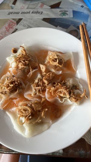White Rose dish - secret ingredients, but basically a mushroom dumpling   at Minh Hien in Hoi An