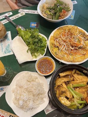 Phở, bánh xèo, steam rice, braised tofu   at Minh Hien in Hoi An