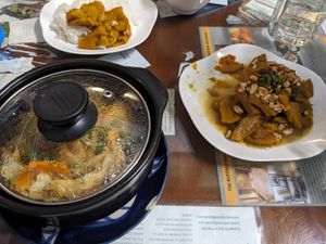 Clay pot tofu and the lovely pumpkin at Minh Hien in Hoi An