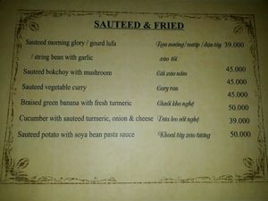 Sauteed and Fried Menu at Minh Hien in Hoi An