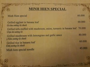 Specials Menu at Minh Hien in Hoi An
