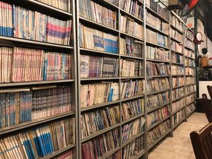 Book wall at Minh Hien in Hoi An