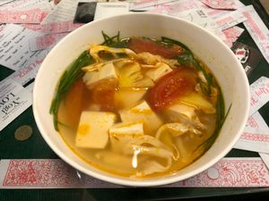 Mushroom Chive, Tomato, Fresh Tofu Soup at Minh Hien in Hoi An
