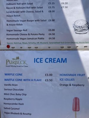 Vegan options  at Joe's Cafe South Beach in Swanage