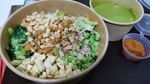 Lei cha with brown rice - takeaway at Lotus Vegetarian Kitchen 素悟 - VivoCity in Central Singapore
