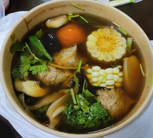 Bak Kut Teh - takeaway with brown rice beehoon at Lotus Vegetarian Kitchen 素悟 - VivoCity in Central Singapore