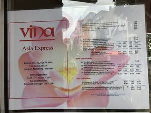 Speisekarte Teil 1 / menu part 1  at Vina Asia Express in Cologne