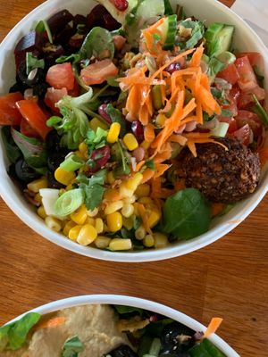 Superfood buddha bowl with a falafel stolen from the Moroccan bowl! at Urban Butterfly in Cambridge