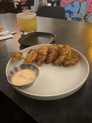 Fried green tomatoes  at Urban Vegan Roots in Queens