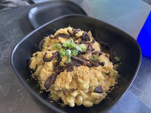 Mac and Cheese w/ Shiitake Baconn  at Urban Vegan Roots in Queens