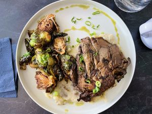 Oyster mushroom steak  at Urban Vegan Roots in Queens