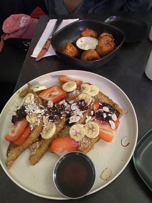 French toast  and cauliflower wings  at Urban Vegan Roots in Queens