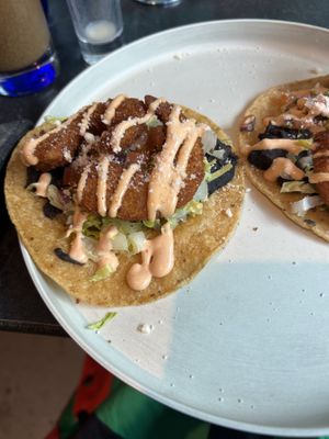 Vegan shrimp tacos 🌮   at Urban Vegan Roots in Queens