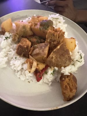 Pollo guisado  at Urban Vegan Roots in Queens