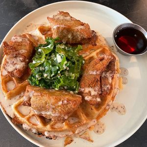 Golden era Chick-un & Waffles at Urban Vegan Roots in Queens