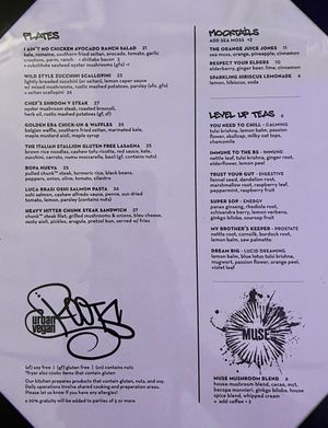 Plates menu  at Urban Vegan Roots in Queens