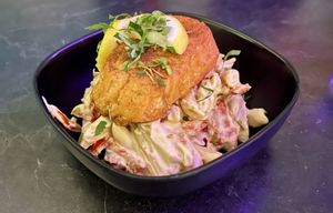 Salmon pasta   at Urban Vegan Roots in Queens