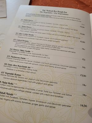 62, 65, 66, 67, 69 - alle veganisierbar! at Taj Mahal in Bernkastel-kues