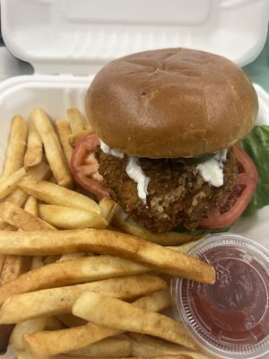 Chicken Sandwich with Fries  at Strong Hearts in Buffalo
