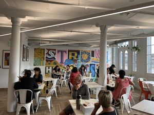 Ordee at the counter then wait at a table for your name to be called    at Strong Hearts in Buffalo