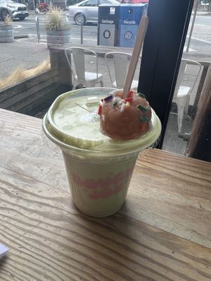 Matcha latte  at Dough Joy in Seattle