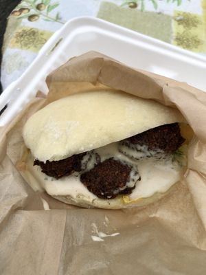 Vegan falafel wrap with vegan slaw/sauce  at Falafel Salam in Seattle