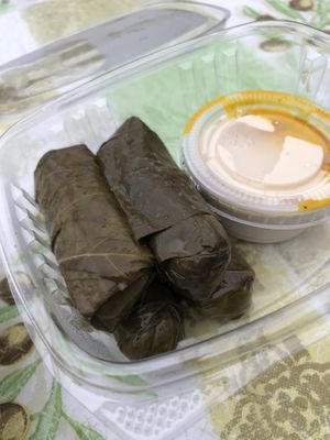 Dolmas with tahini sauce  at Falafel Salam in Seattle