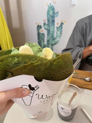 Matcha/ matcha cream/ banana crepe   at Waco Crepes  in Kyoto